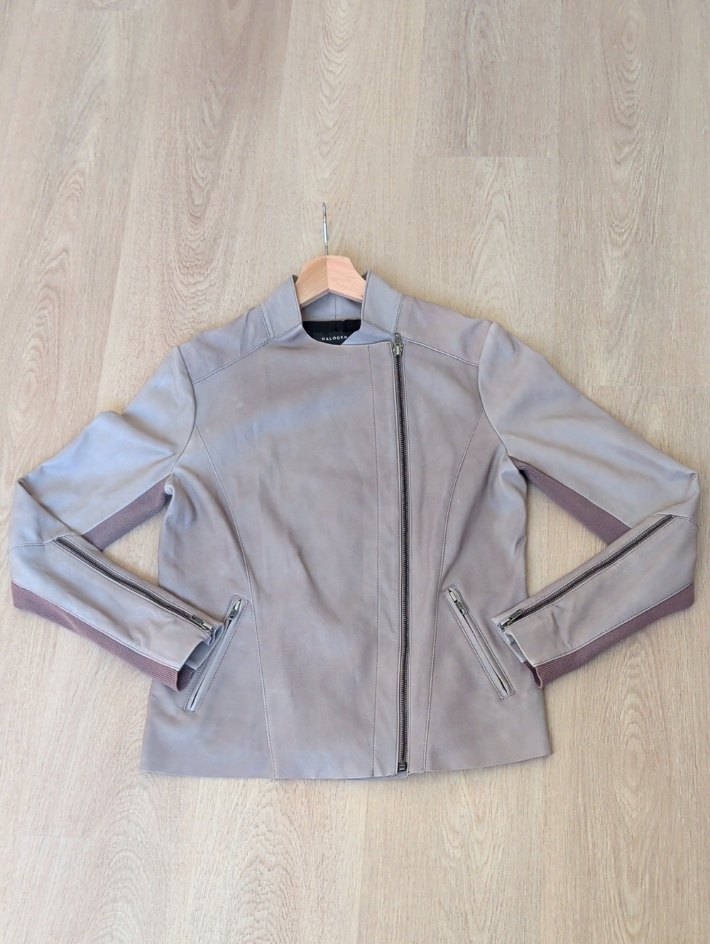 Leather Jacket - Taupe Lightweight Moto Style